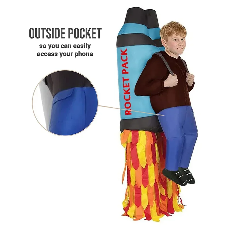 Simbot-زي أداء للأطفال ، هالوين Jetpack ، مروحة صواريخ ، بدلة طيران للطلاب ، صاروخ ، قابل للنفخ
