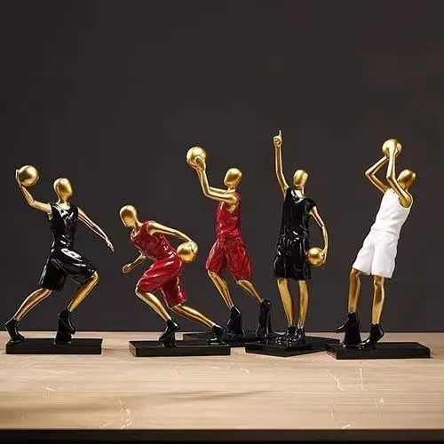 

Modern Minimalist Basketball Football Player Resin Statue, Dynamic Sports Figurine Sculpture, Creative Athlete Desktop Decor