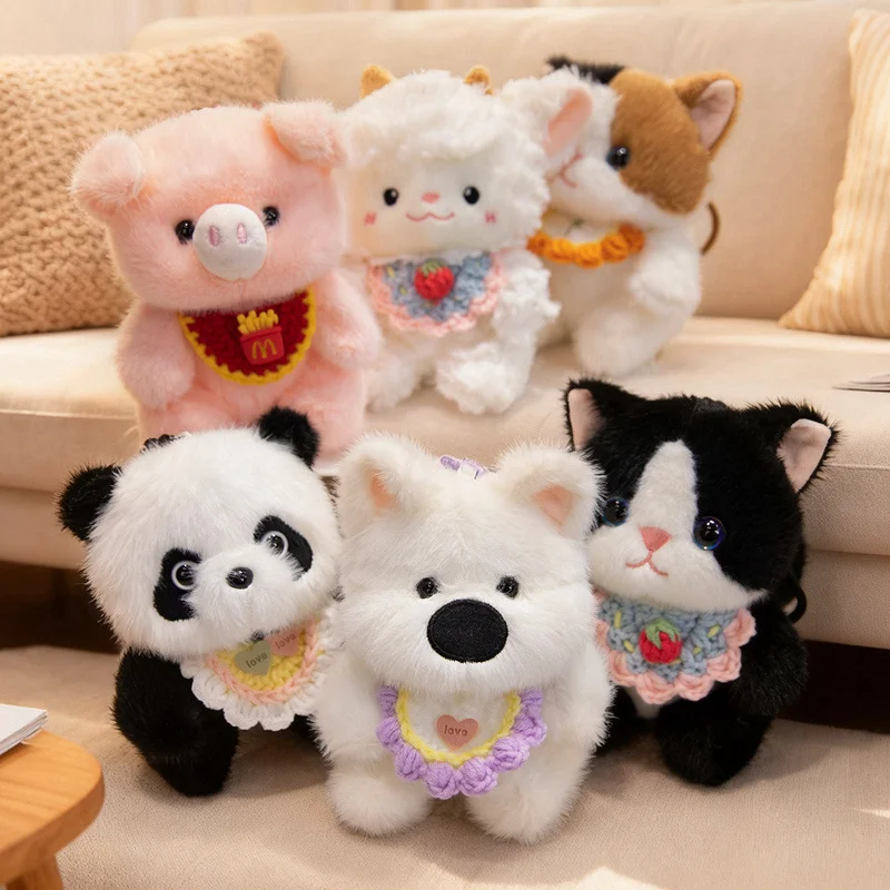 15 سنتيمتر Kawaii الحيوان الصغير أفخم قلادة لينة الباندا الكلب خنزير الأغنام القط مفتاح سلسلة حلقية مع حلقة الإكسسوارات هدية #1