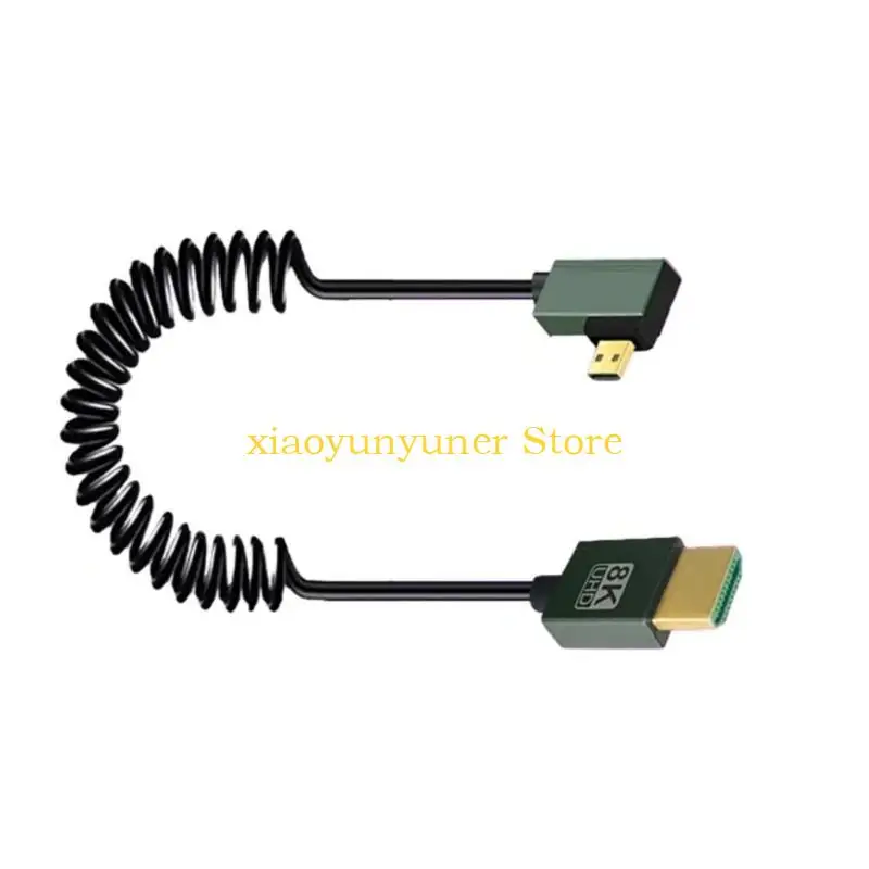 P9JB Flexible 8K HDMIs to Micros HDMIs Cable Spring Design for Clear Visuals Easy Storage for 8K Video Output Portable Use