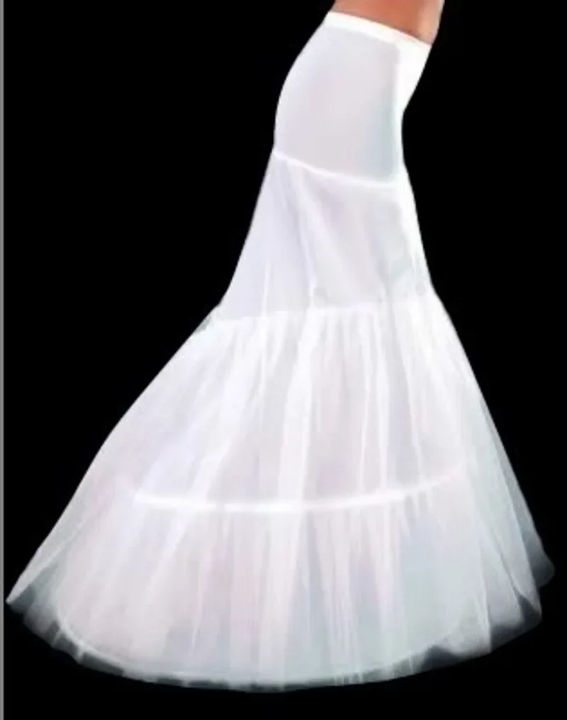 Mermaid and Trumpet Gown Slip Chapel Train Floor-length 3 Polyester White Petticoat For Wedding Dress