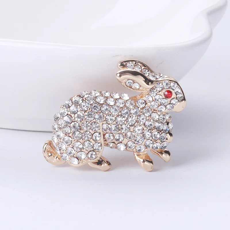 

New Cute Rabbit Brooch Animal Series Corsage Fashion Alloy Rhinestone Brooches Women's Banquet Party Jewelry