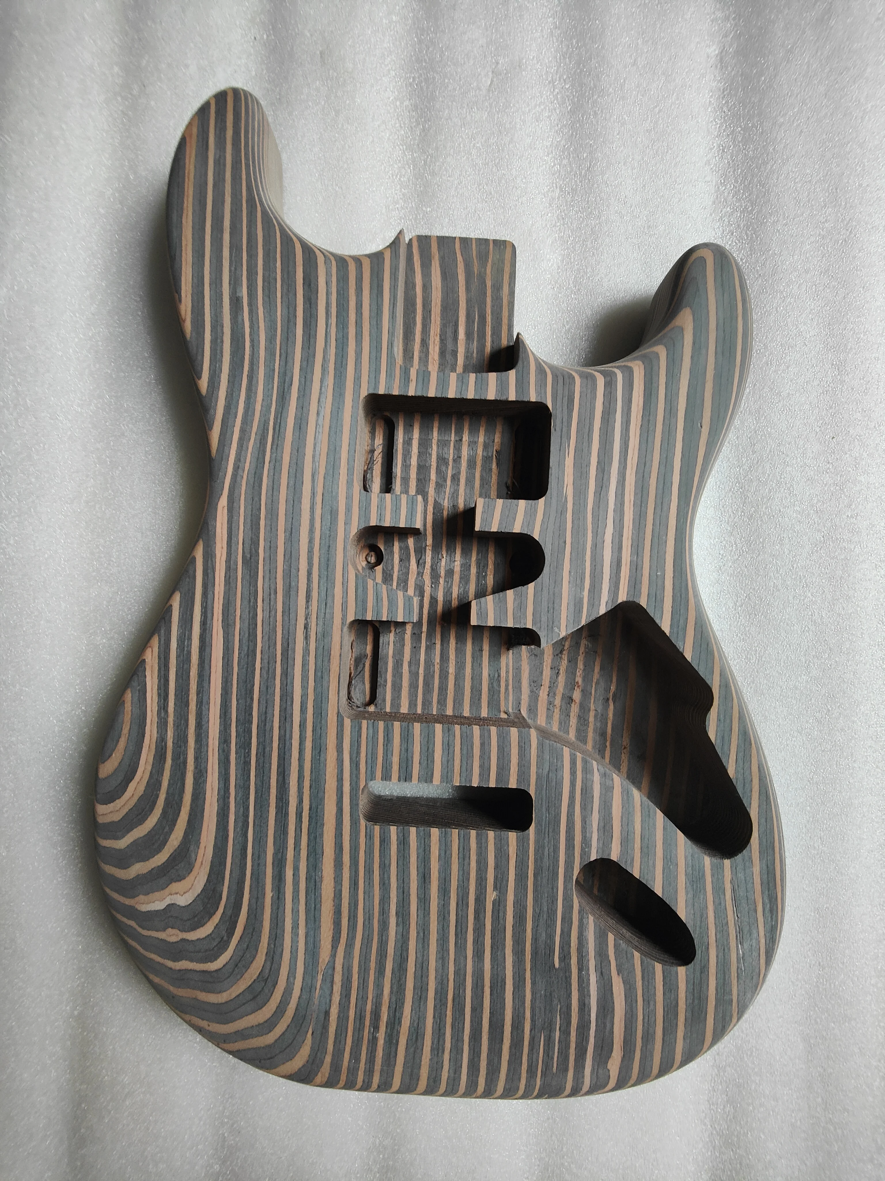 Zebra Wood Hollow Guitar Panel, HSH Style, Blank Electric Guitar Body, Matte Finished Empty Barrel, DIY Guitar Part,5.6cm Pocket