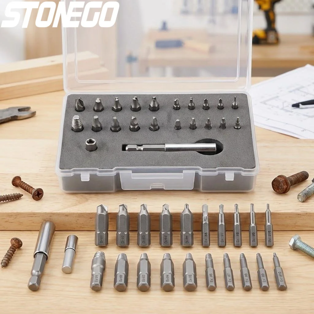 

Broken Screw Extractor Set High Speed Steel Damaged Bolt Remover Tool Kit for Stubborn Screws Professional Drill Bits