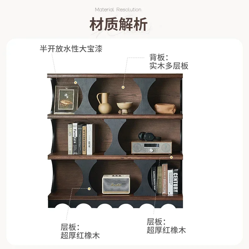 

French retro solid wood half-wall bookcase bookshelf combination cabinet medieval home floor-to-ceiling living room