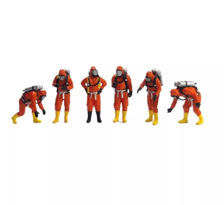 Figuras pintadas a escala HO, personas de pie, poses surtidas, personal de rescate de bomberos, figuras en miniatura, figuras de movimiento, 1:87