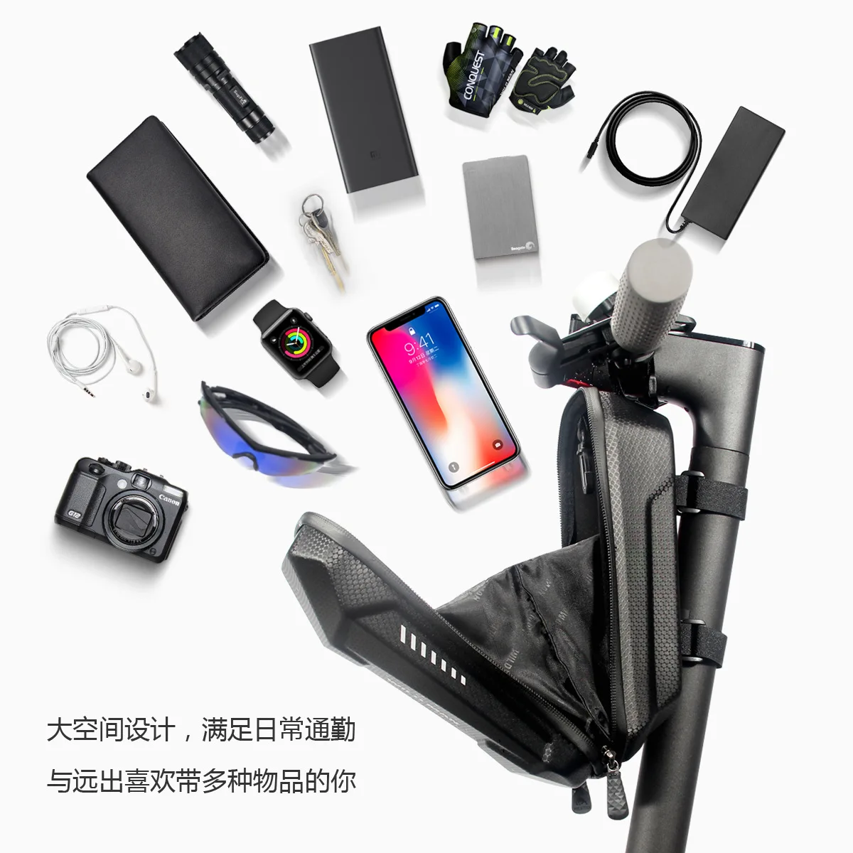 

G491 Передняя подвесная сумка для велосипеда/электрического скутера, сумка на руль, твердый материал из ЭВА, подходит для балансировочных автомобилей