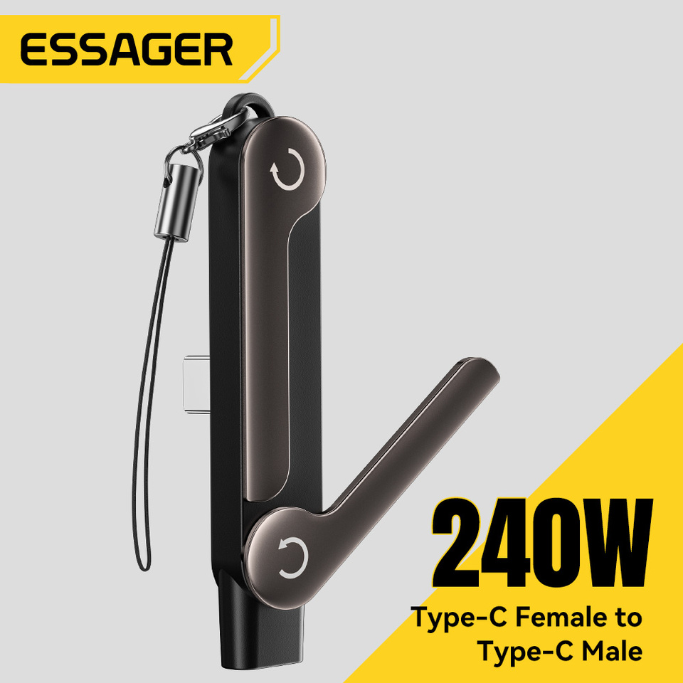  Essager 240W USB C OTG Adapter With Stand 90 Degree Type C Female to iPad Male Converter For iPhone 17 16 Macbook Xiaomi Samsung 
