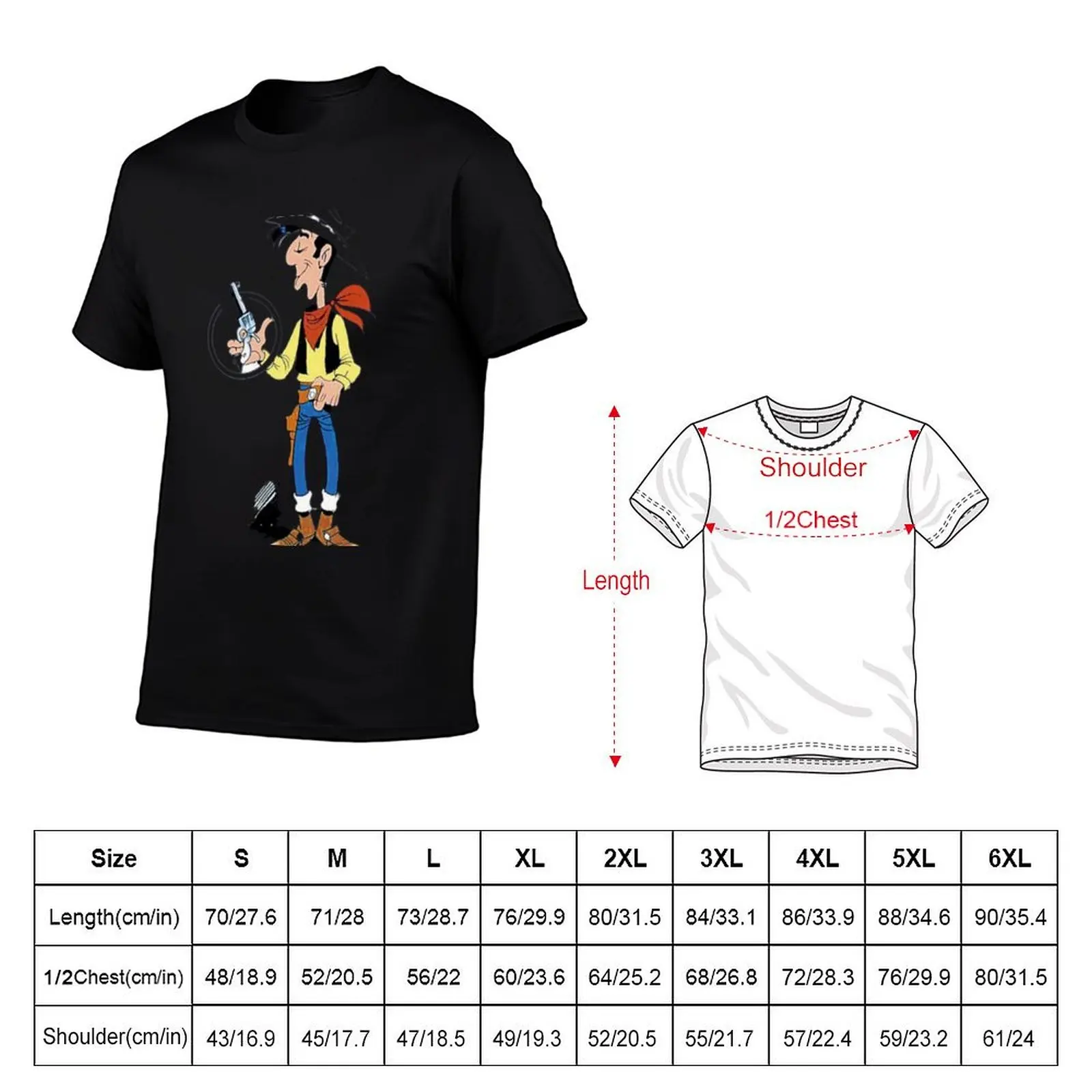 lucky luke pistol T-Shirt summer top plus sizes anime t shirts Men's t-shirts