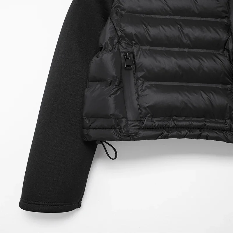 معاطف نسائية عتيقة بطية صدر واقفة ، جاكيت قطن أنيق ، جاكيت مرقع أحادي اللون ، ملابس شتوية ، موضة