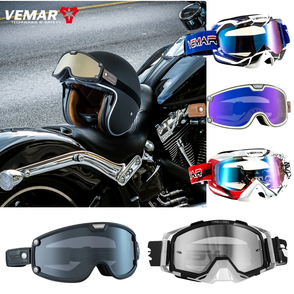 

Vemar Unisex Motocross Goggles Adult Shockproof Motorcycle Glasses Racing Moto Bike Skiing MTB ATV Snowboarding Moto Goggle