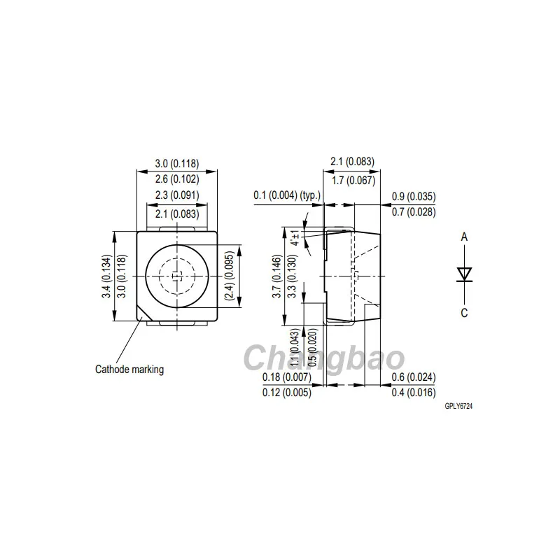 200pcs/lot PLCC2 3528 Red 633nm Led for Backlighting Displays Optical indicators Interior Automotive Lighting