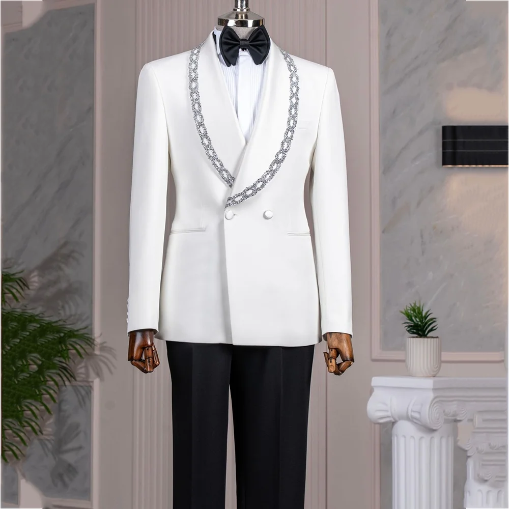 

Luxury Men's Suit Elegant Shawl Lapel Two Button Slim Fit High Quality Business Formal Outfit 2 Pieces Groon Wedding Set