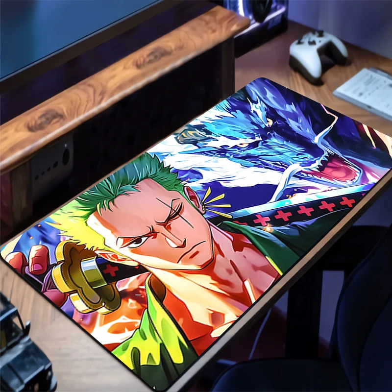 

Mouse Pad Gamer Anti-slip Anime One Piece Zoro Desk Mat Gaming PC Accessories Tablet Pad Large HD Mousepad Extended Keyboard Mat