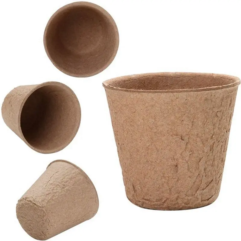 HLZS-Peat Pots, 90 Pcs 3 Inch Seed Starting Pots Round Nursery Pot, Biodegradable Plants Pots With Bonus 60 Plant Labels