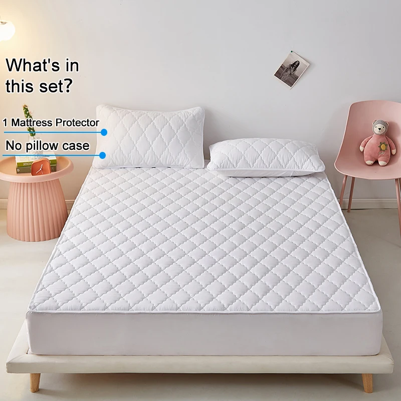Waterproof Quilted Fitted Mattress Protector,Stain Resistant Mattress Cover,Soft Protective Bedding Mat Noiseless Mattress Cover
