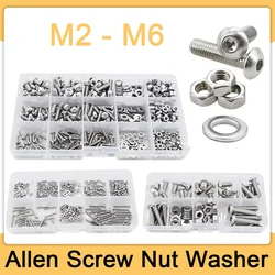 M2 M3 M4 M5 M6 Hex Socket Screw ISO7380 Stainless Steel Allen Bolt Flat Washer Hexagonal Nut Kit Metal Machine Screws Spacer Set