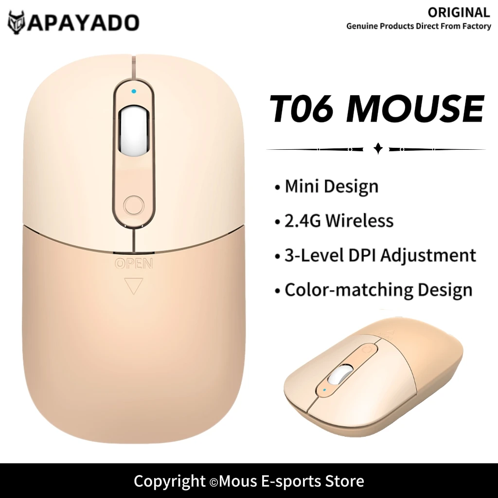 Wireless Gaming Mouse 2.4G USB Receiver 3 Adjustable DPI Levels APAYADO T06 Sleep Mode Universal Laptop Mouse