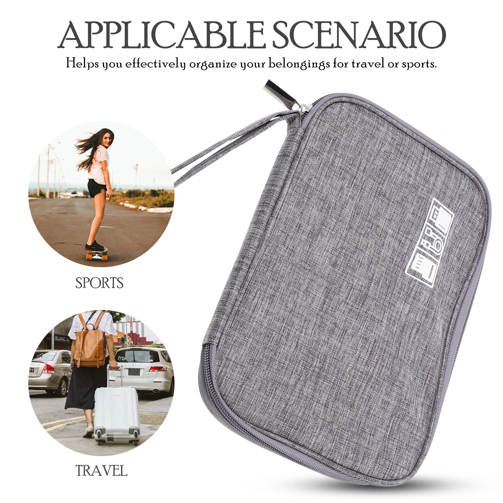 

Premium Bag Organizer Tech Organizer Waterproof Portable Case for Earphones Cords Chargers 1200D Polyester