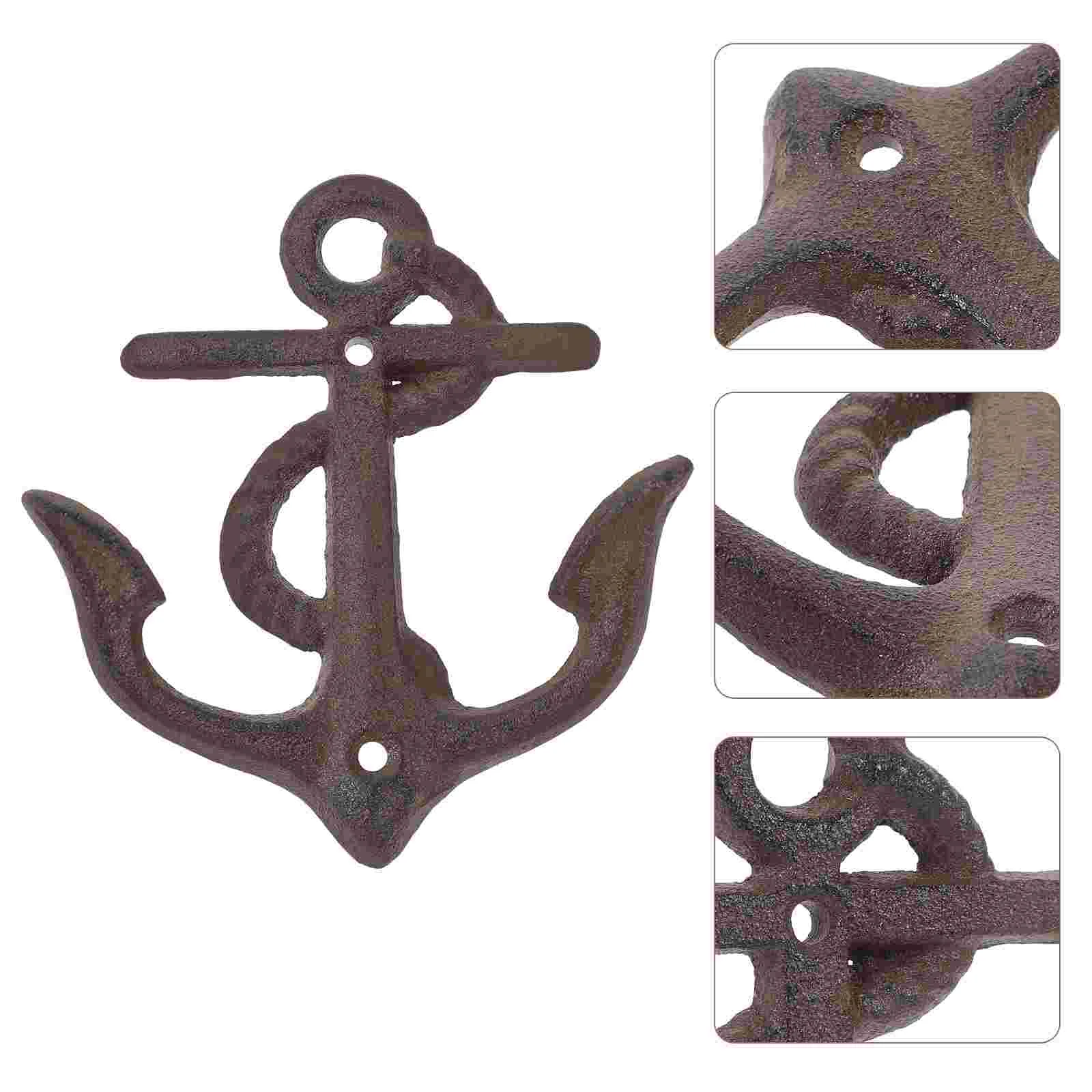 Rustic Cast Iron Hooks Heavy Duty Anchor Hook Wrought Iron Wall Mounted Hanging Storage Hooks Body Thick Material Smooth