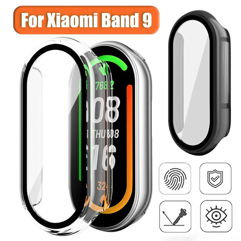 Case Cover+Tempered Glass Film for Xiaomi Mi Band 9 Full Coverage Protective Cover for Miband9 Smart Watches Screen Protector