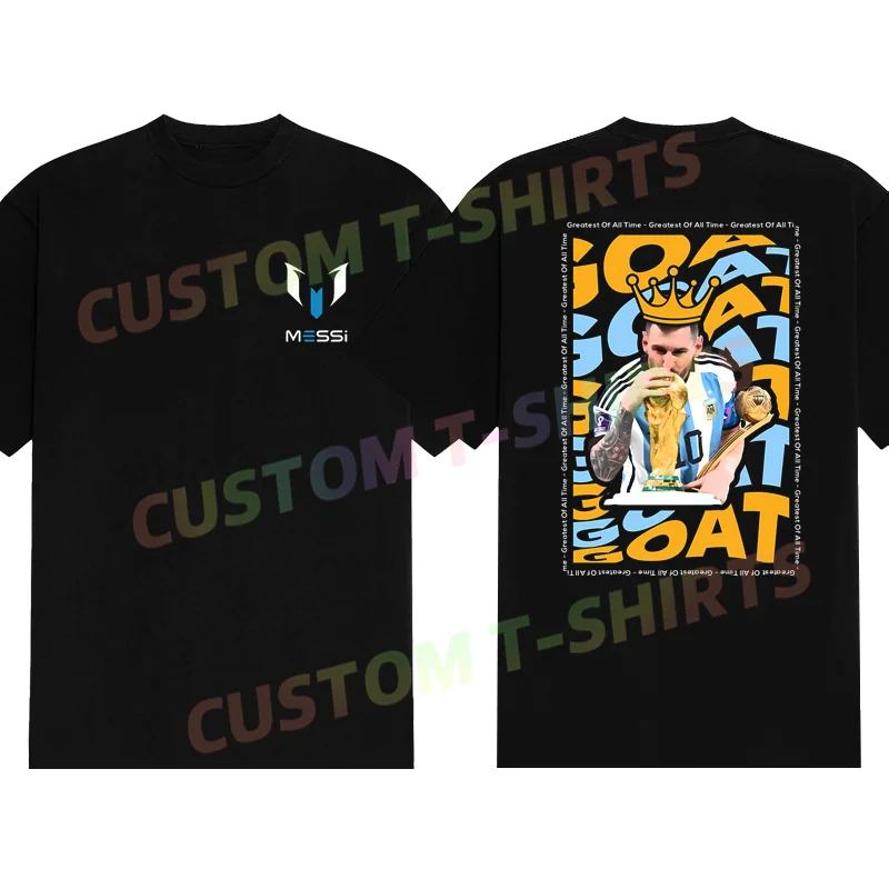 2024 Hot Sale Summer 100% Cotton Black Messi Goat Artwork T Shirt Men Short Sleeves Cool Tee Hip Hop Streetwear T-shirt