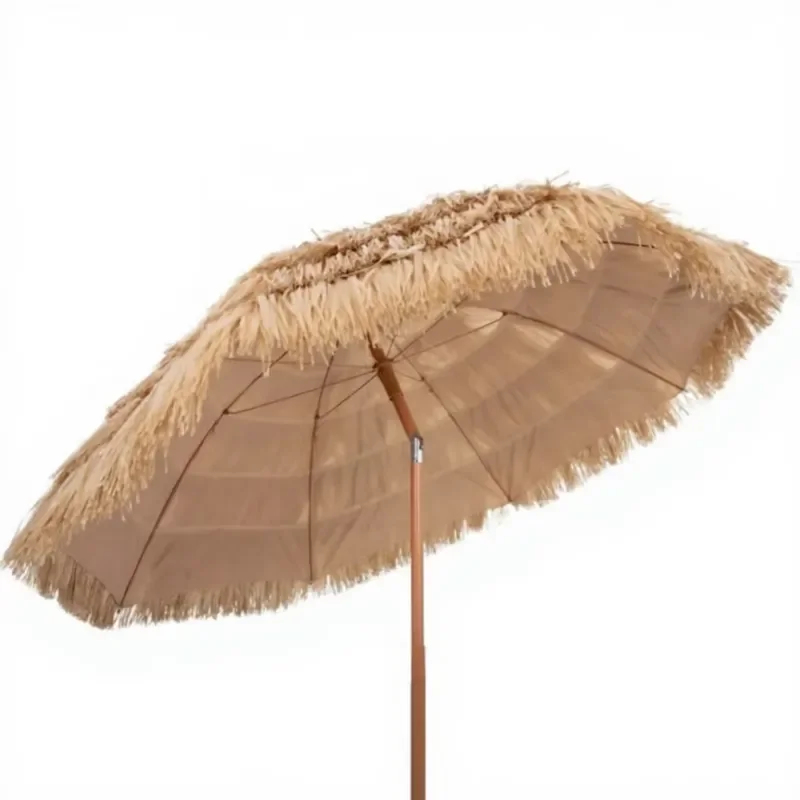 for Wholesale Custom White Beach Umbrella Portable Parasol with Fringe Outdoor Sunshade