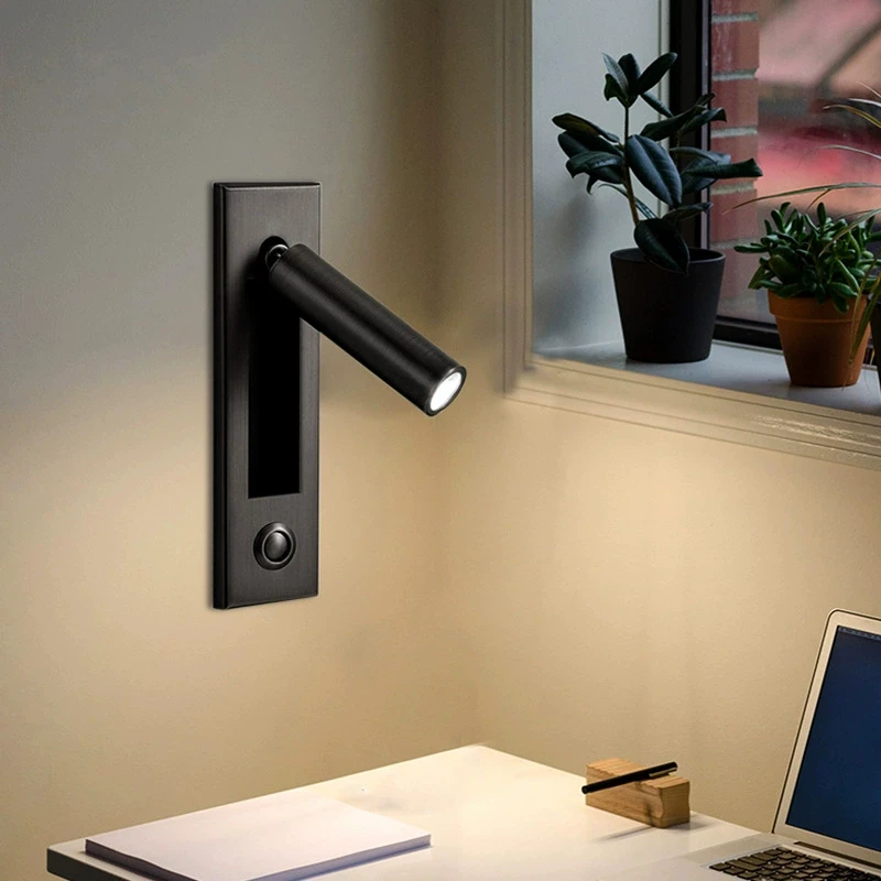 Lâmpada de parede de cabeceira embutida, luzes de leitura para quarto e sala de estar