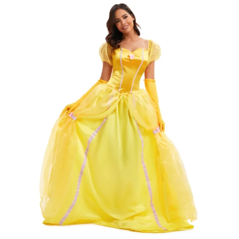 زي لويين التنكري بيل من فيلم الجميلة والوحش، تنورة الأميرة، زي تنكري للنساء، زي مسرحي تقليدي