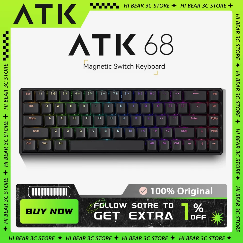 ATK ATK68 Magnetic Switch Gaming Keyboard SMART SPEED X Quick Trigger Aluminum Alloy Mechanical Keyboard RGB Pc Gamer Varolant