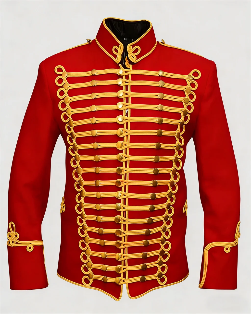 Historical Men's Military Napoleonic Hussars Cosplay Royal Blue/Red/Green/Black Jakcet Gold Braiding Coat Custom Made - view 3