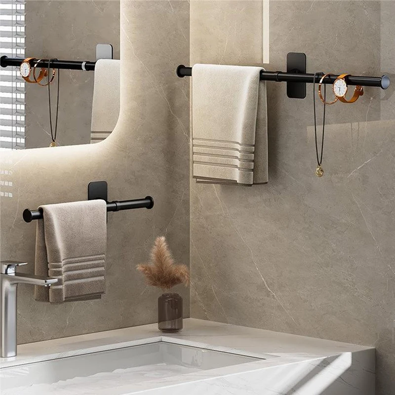 

35/45/55cm Aluminum Bathroom Shelf Kitchen Storage Rack Towel Rack Towel Hanger Bath Towel Holder Wall Hanging Towel Bars