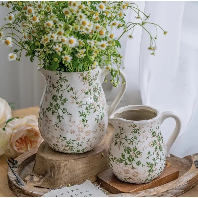 for American Retro Pastoral Ceramic Vase Creative Living Room Flower Arrangement Hydroponic Utensils Ornament
