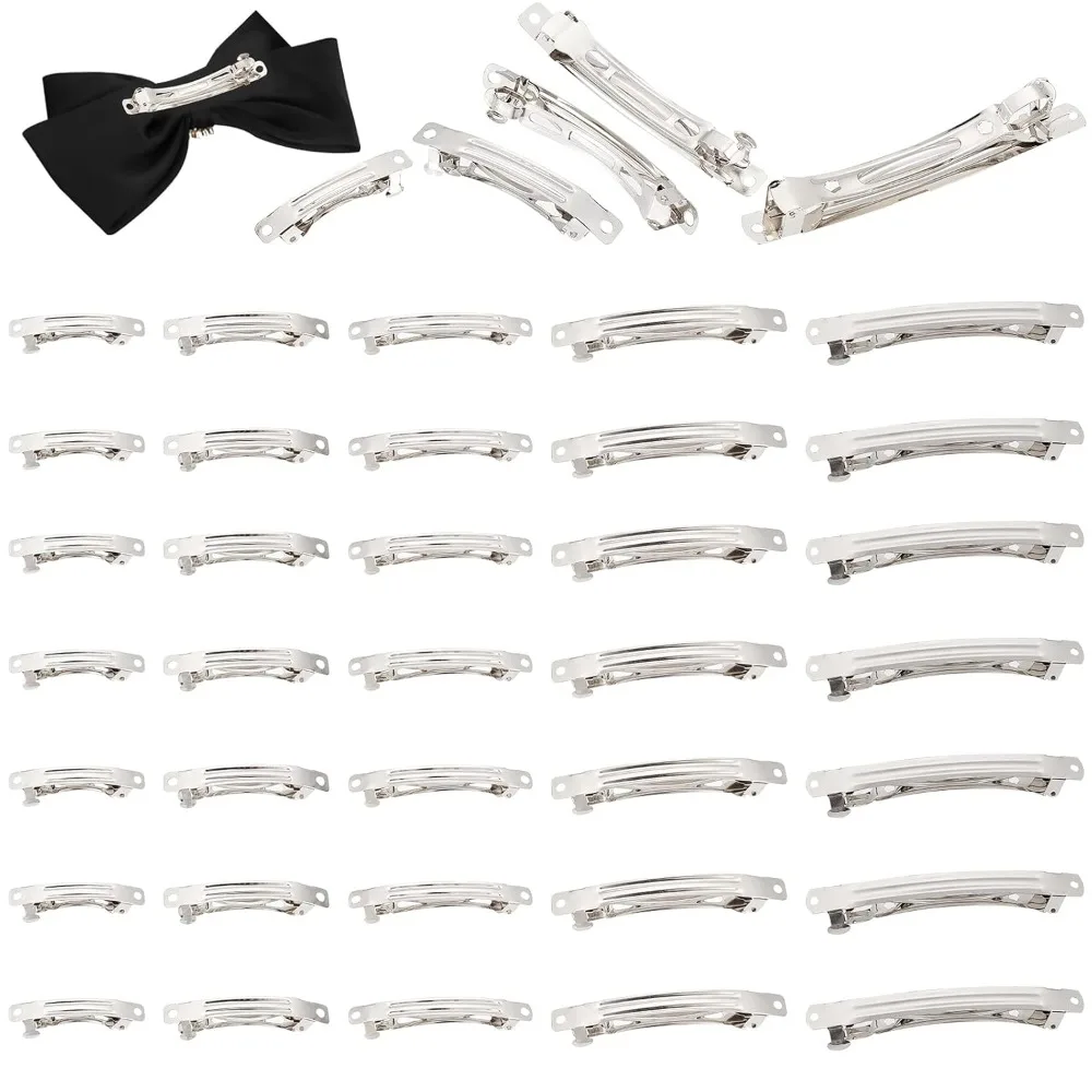 

100pcs French Barrette 5 Sizes Metal Hair Clips Barrette Blanks Iron Rectangle Craft Clips Barrette Base Hair making kit