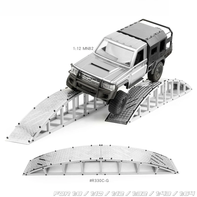 1/12 Adult RC Car Simulation Roadblock Stainless Steel Single-Side Bridge with Cross-Axle Arch Toy Model Off-Road Course