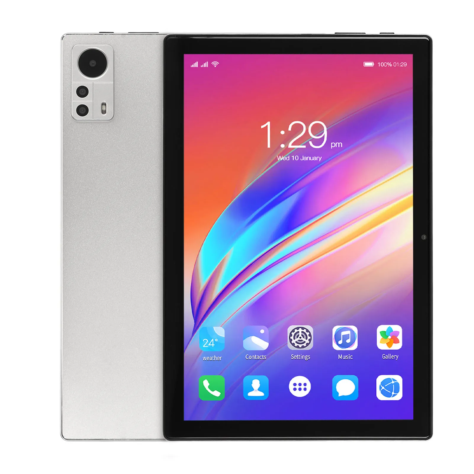 تابلت 10.1 بوصة 2 في 1 تابلت 10.1 بوصة لأجهزة أندرويد 12 مع لوحة مفاتيح 8 وحدة المعالجة المركزية 8 جيجابايت 256 جيجابايت 5G WiFi 4G اتصال FHD تابلت فضي #2