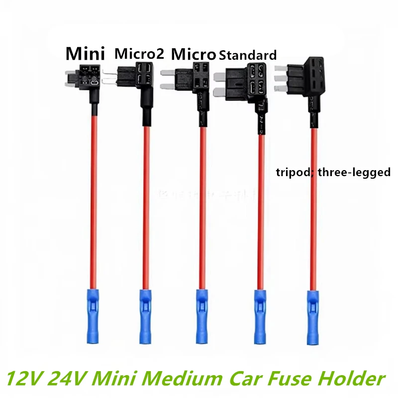 12V 24V Mini Small Medium Car Fuse Holder Add-a-circuit Splitter Adapter with 10A Mini Standard ATM Blade Fuse
