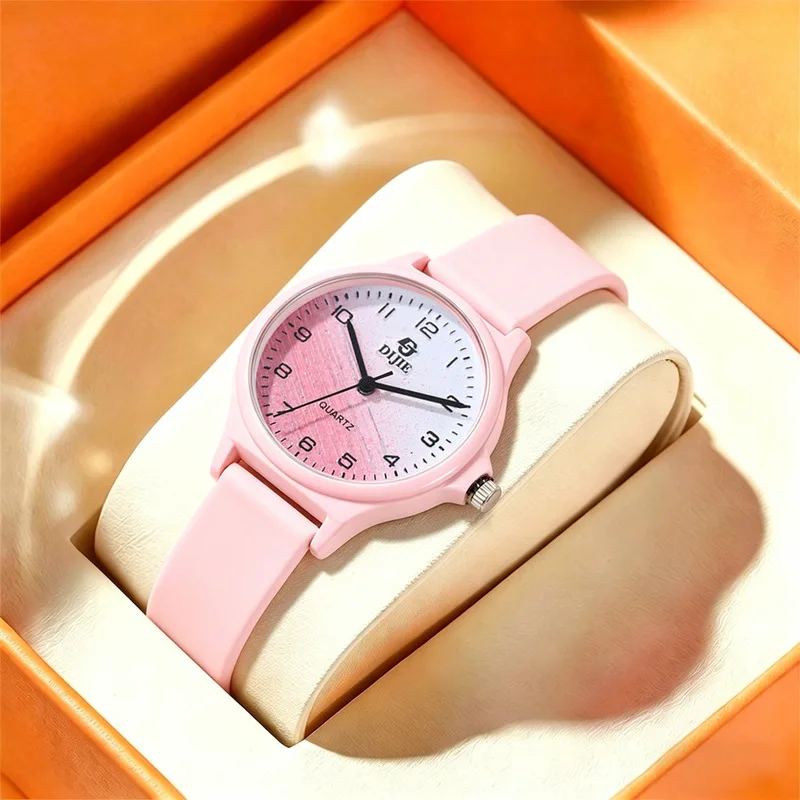 New, niche-designed student exam watch, women's model, large dial, casual quartz watch, simple, fashionable, and trendy.