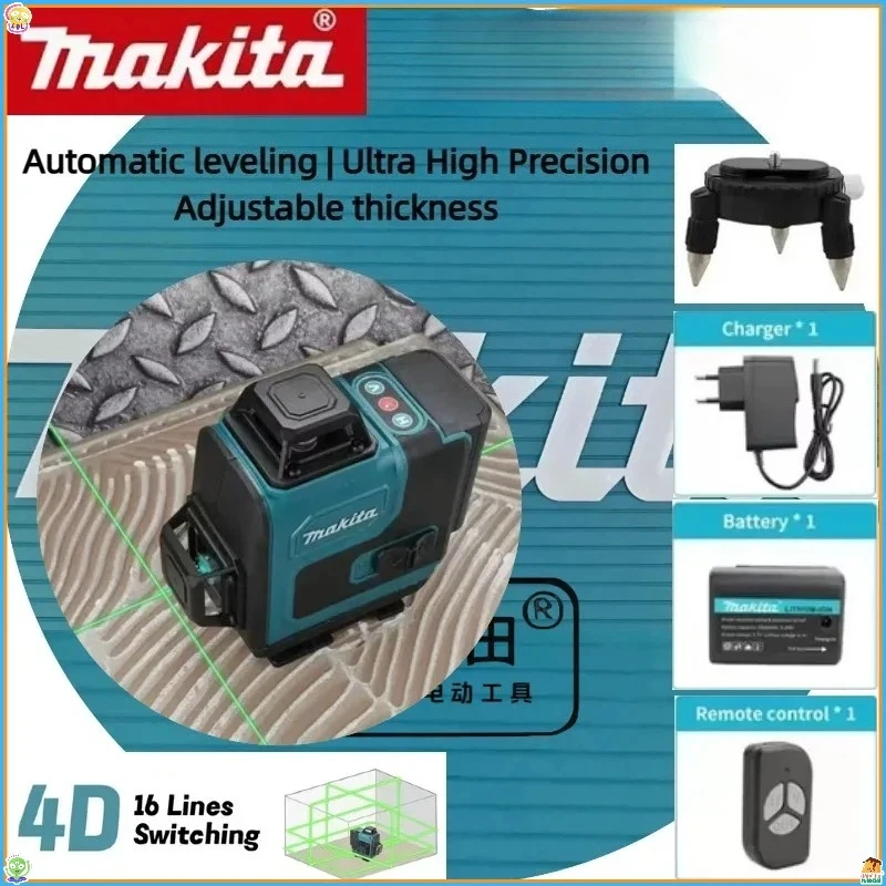 

Лазерный нивелир Makita: высокоточный, 16 линий, 360°, горизонтальный и вертикальный, зеленый луч, настенный, портативный инструмент