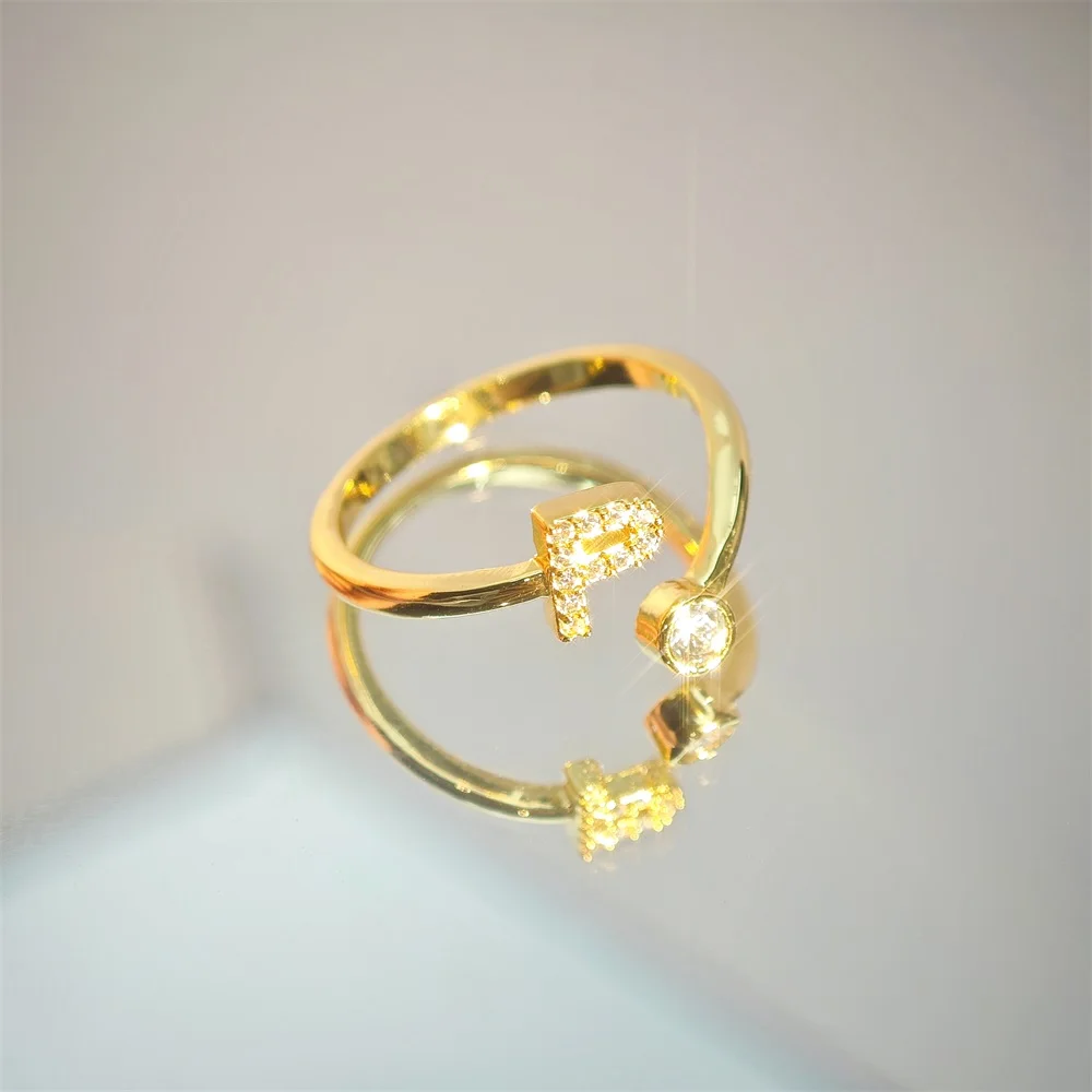 DOREMI Valentine's Day Gifts Trend New Rings Gold Ring for Women A-Z Initial Letter Engagement Jewelry Ring