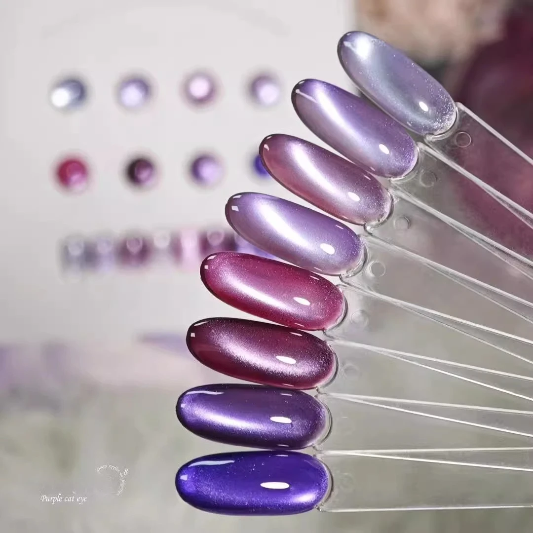 8 قطعة 15 مللي الأرجواني القط العين جيل للأظافر مجموعة طلاء أظافر شبه دائم مسمار الفن تمرغ قبالة UV LED لتقوم بها بنفسك هلام الورنيش للتقليم #2