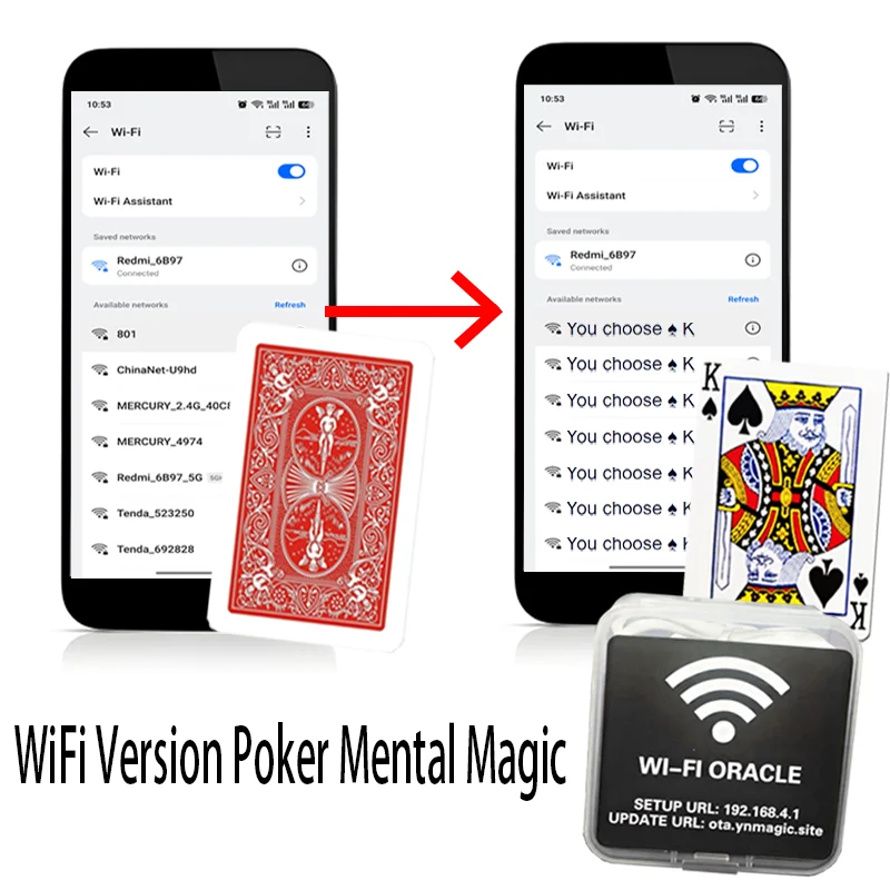 WiFi Mental Reading Magic for Poker Hacker 3.0 Wi-Fi ORACLE By Wenzi Mentalism Magic Trick Props Phone Prediction Effect Stage
