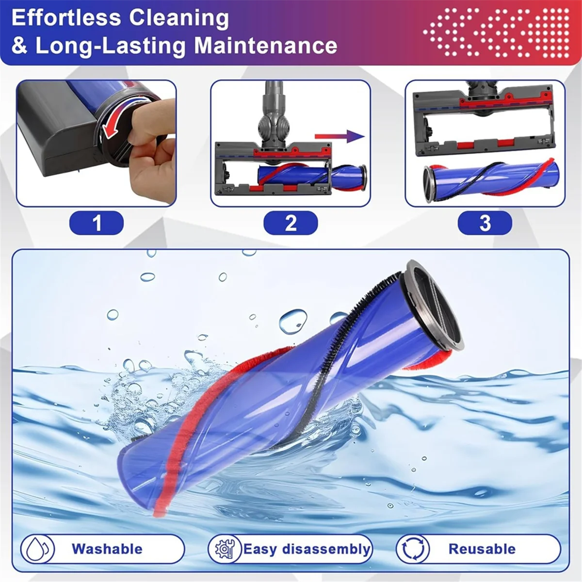 Kepala sikat pengganti untuk Dyson V7 V8 V10 V11 V15 SV10 SV11 SV12 seri bagian penyedot debu, sikat dengan Drive langsung