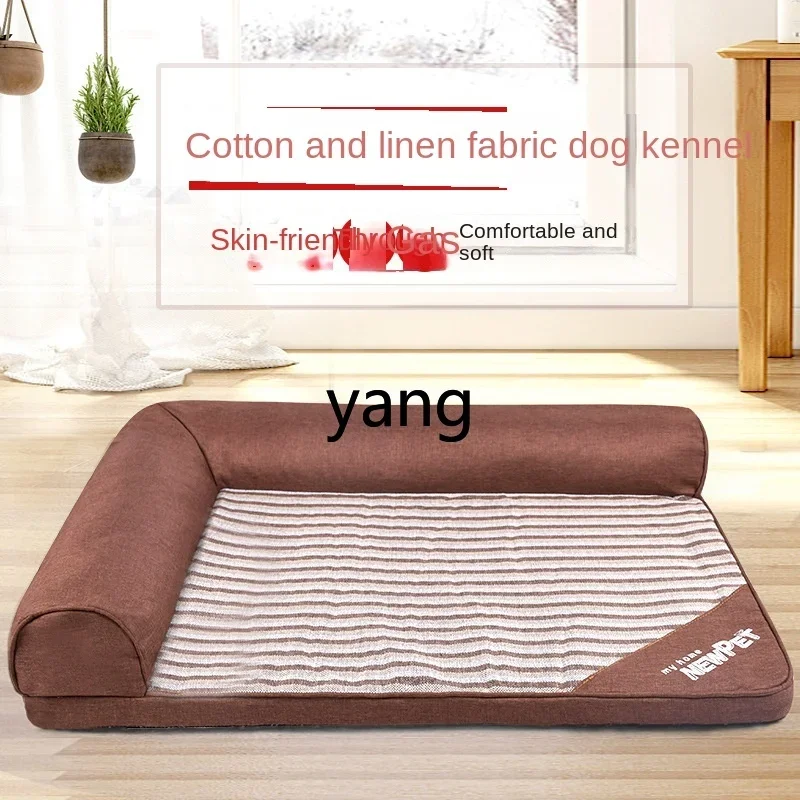 CX Four Seasons Universal Pet Supplies Cotton Linen Dog Kennel Sponge Sofa Bed Removable and Washable