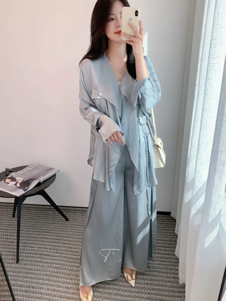 

Комплект ветровки Ele Long Sve для женщин THOEY CHEN, новинка 2025 года, хлопковый комплект Faion, костюм из двух предметов, осень-весна-лето