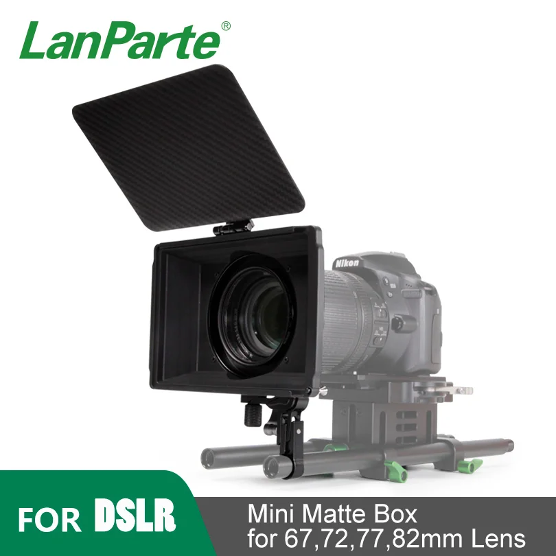 Lanparte Mini Matte Box with 67 72 77 82mm Lens Adapter Ring for DSLR SLR Camera Accessories