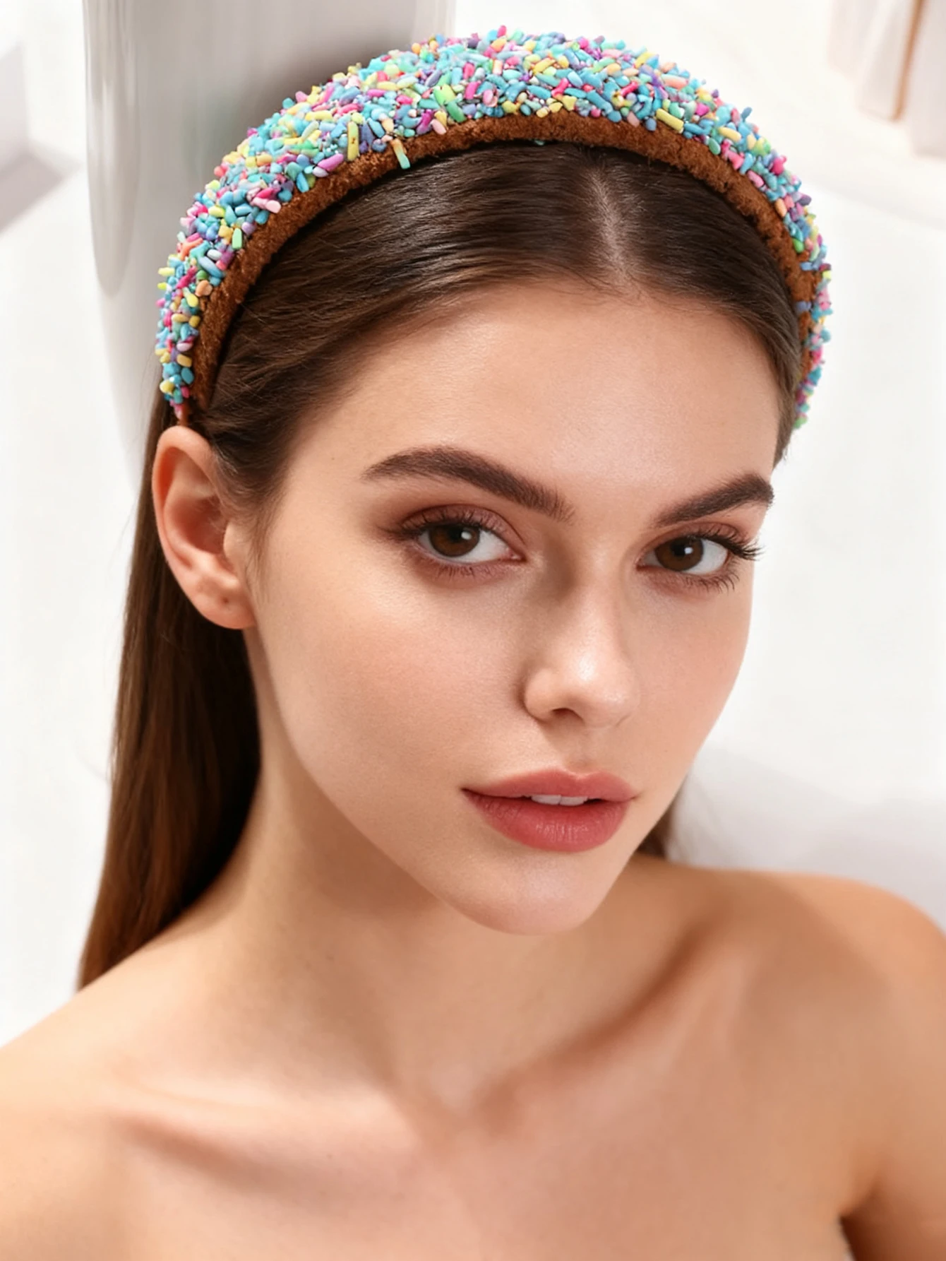 Handmade Colored Doughnuts Acrylic Hairband Sweet Fashion Personality High Skull Top Headdress for Women Unique Headband