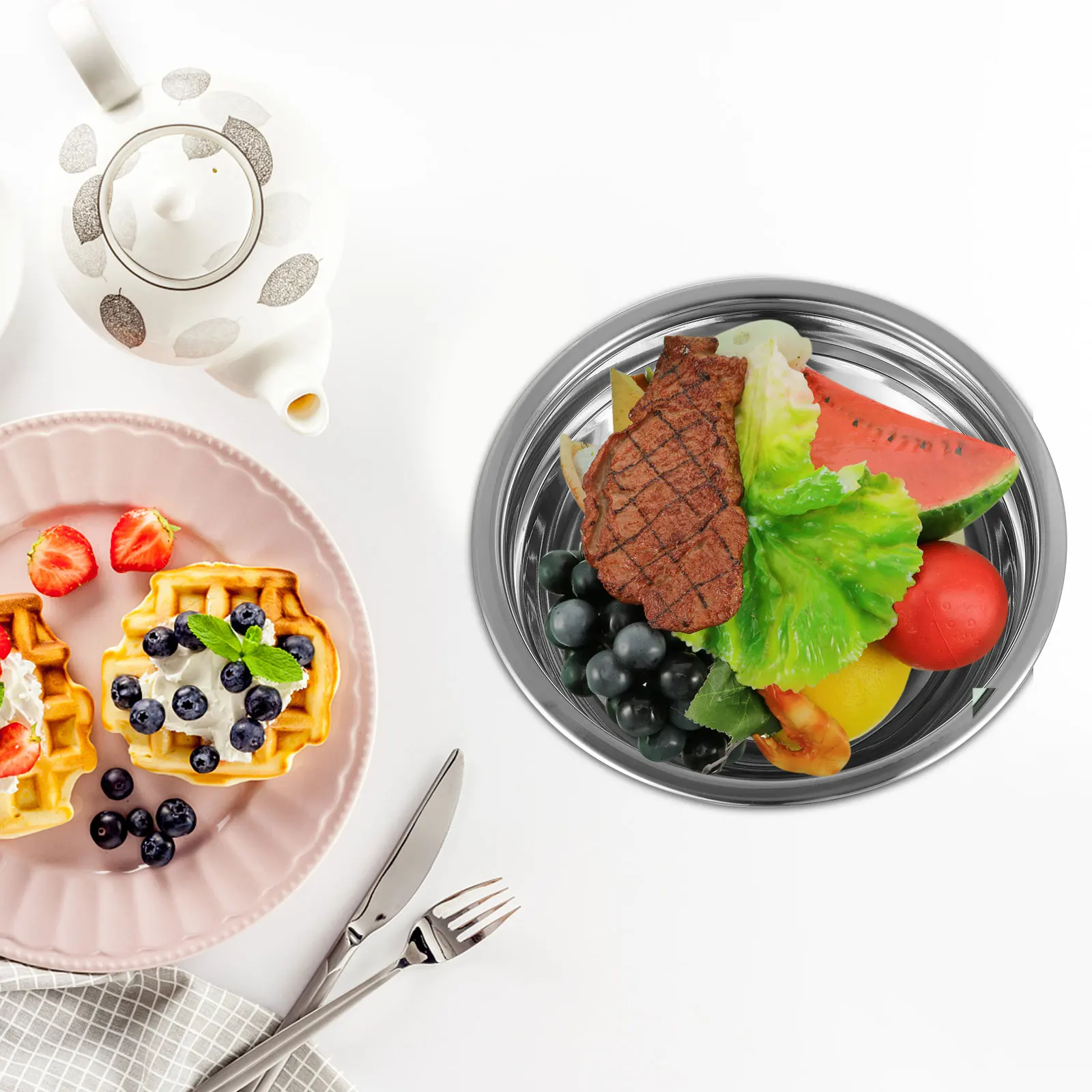 

2pcs Stainless Steel Salad Bowls Egg Mixing Thick Deep Rustproof Food Storage Bowl Kitchen Use Assorted Colors