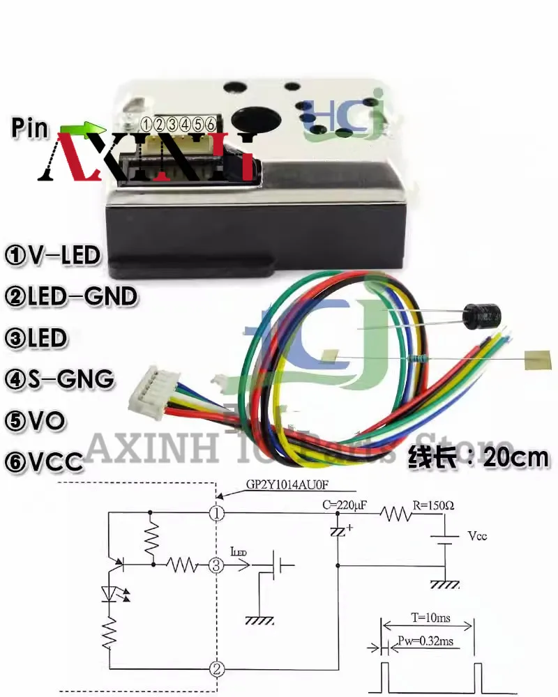 GP2Y1014AU0F Compact Optical Dust Sensor Compatible GP2Y1010AU0F GP2Y1010AUOF Smoke Particle Sensor With Cable Original In Stock