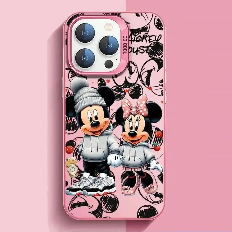 Disney mickey minnie myš plný obrazovka telefon pouzdro pro iPhone 16 15 14 13 12 11pro pro maxi 7 8 PLUS XR XS maxi 13 mini mala zpět zakrýt